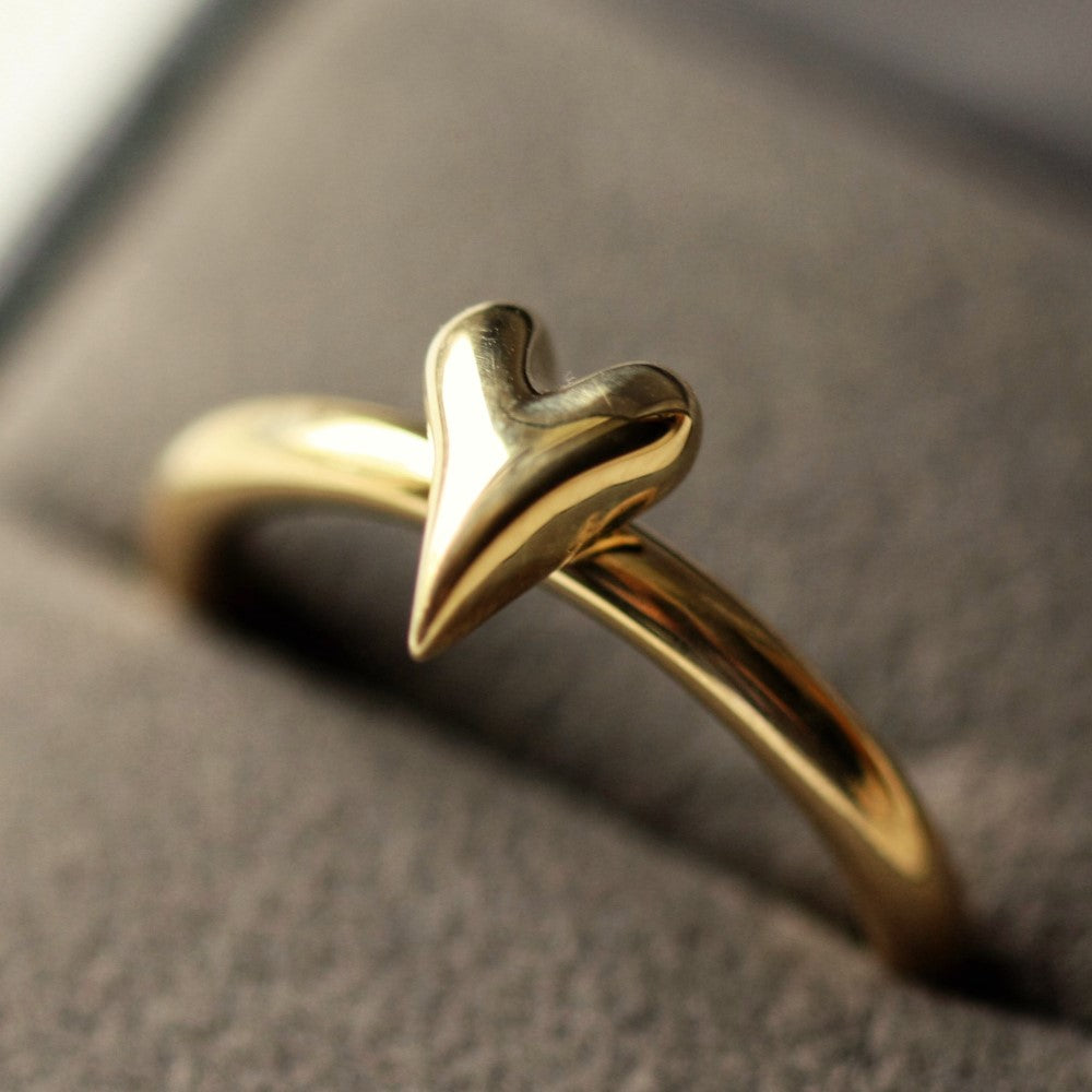 Chunky Solid Gold Heart Ring