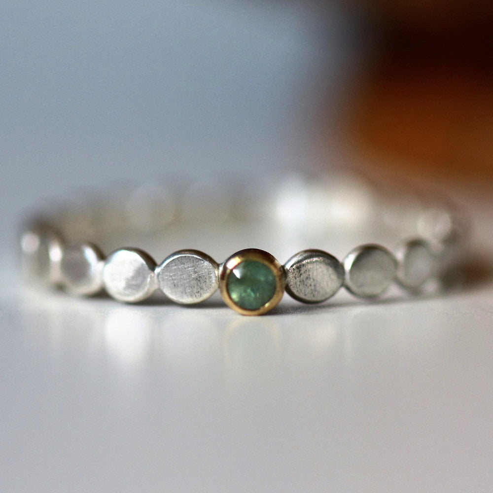 Alexandrite June Birthstone pebble silver and gold ring