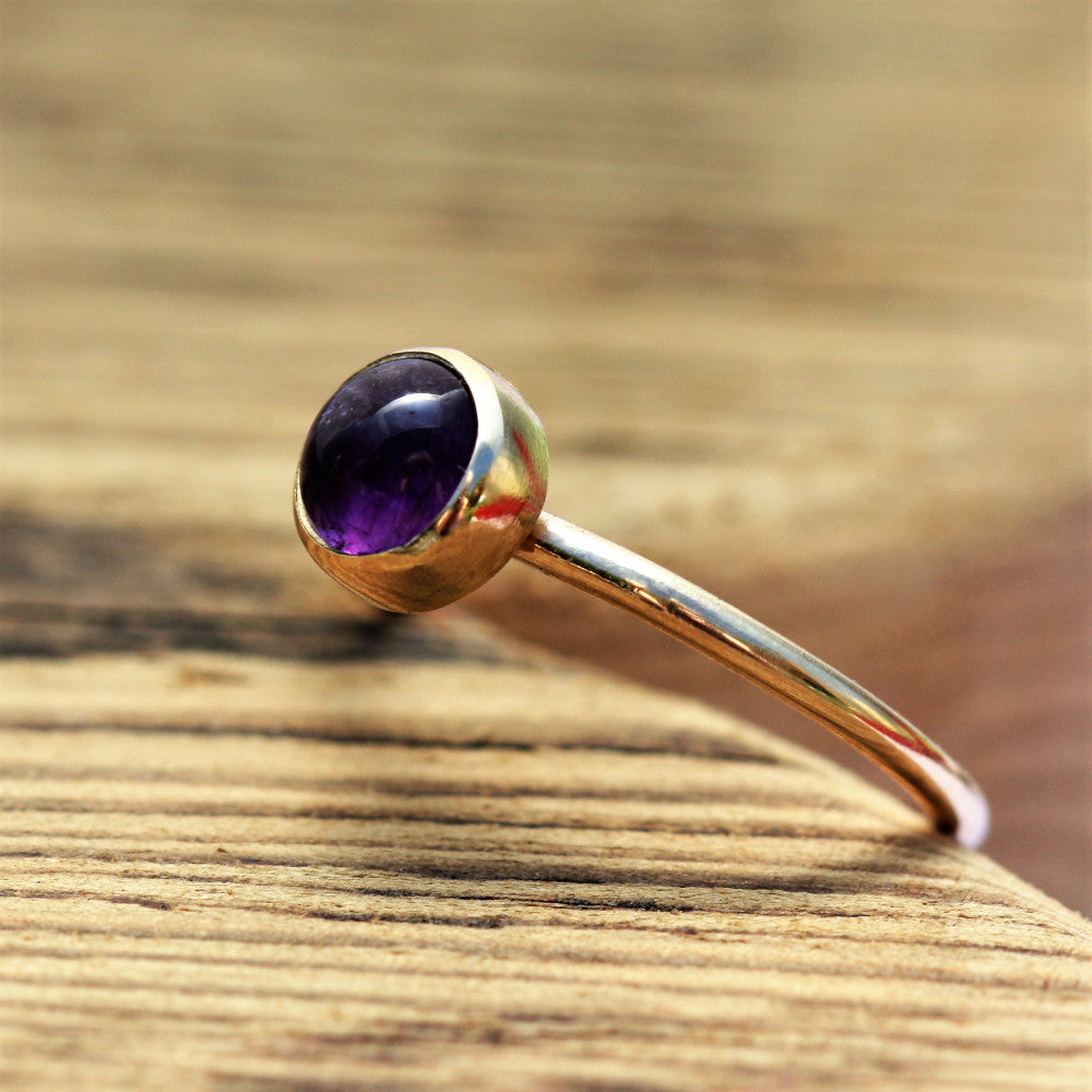 Amethyst solid gold February birthstone wildflower ring