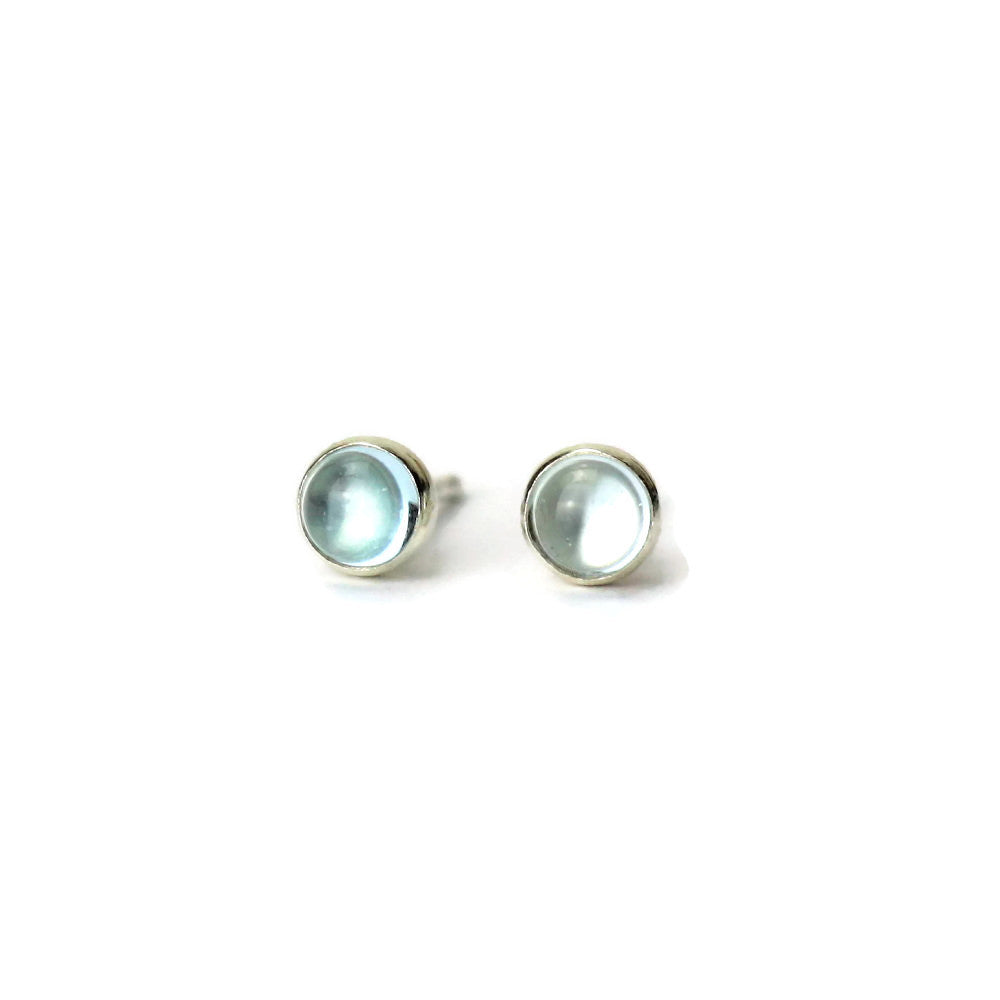 Aquamarine Gypsy silver 4 mm dainty silver studs