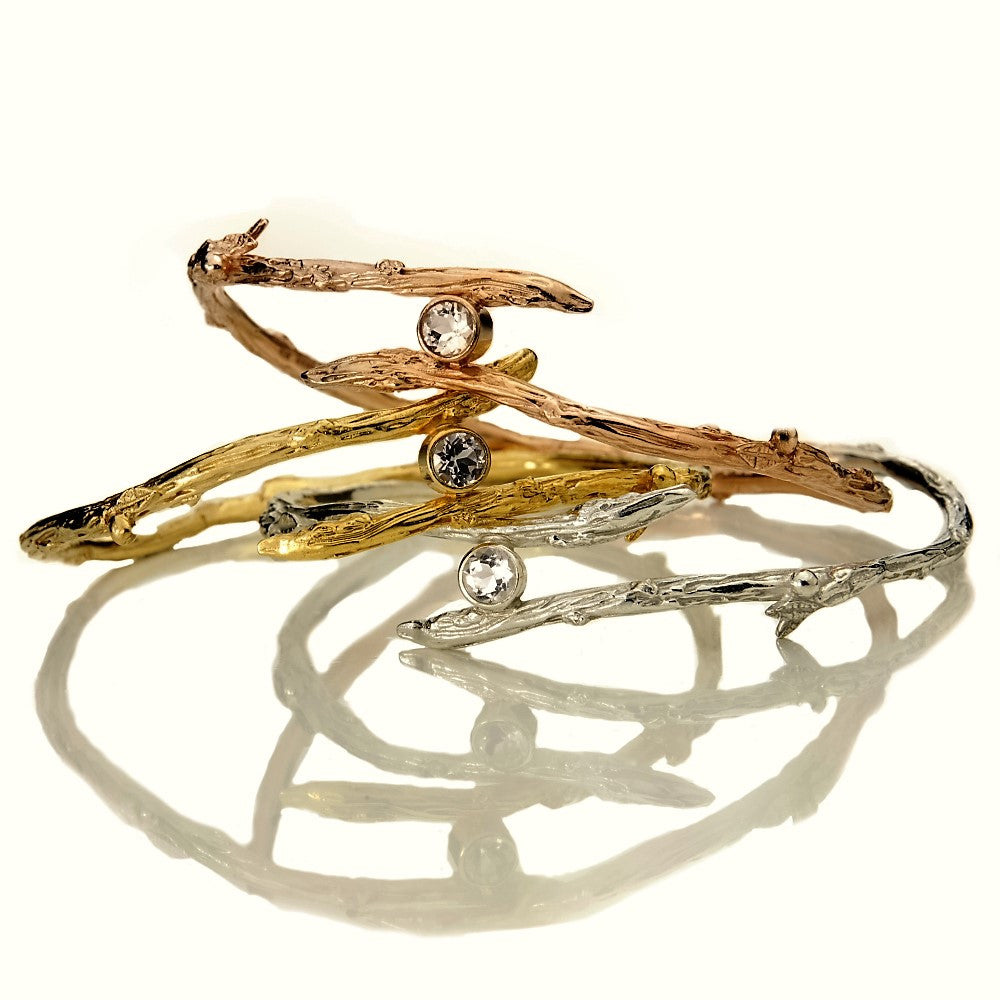 Designer Twig Branch Sterling Silver Bangle