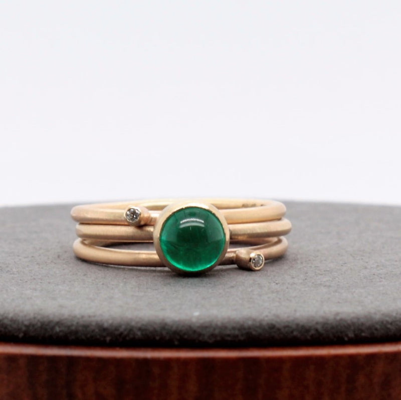 Emerald Birthstone Gold Midi Stacking Ring Set