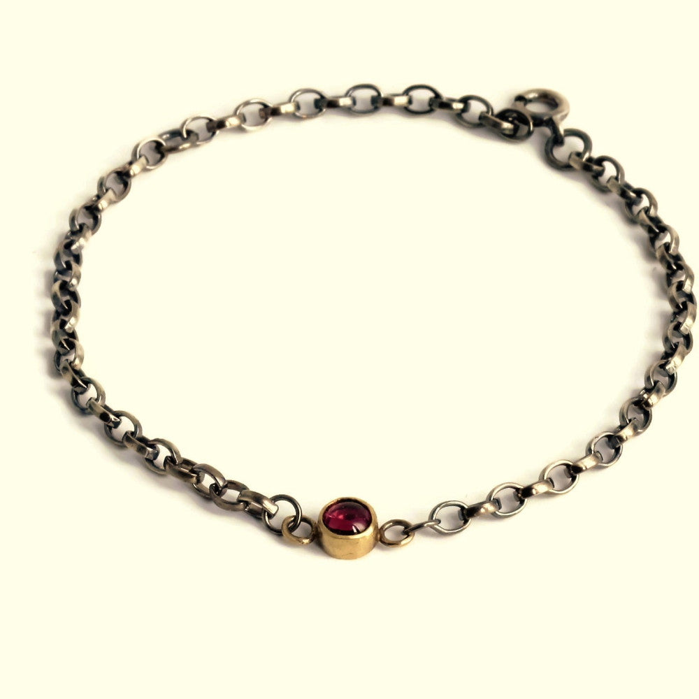 handmade silver and gold pink Tourmaline blossom bracelet