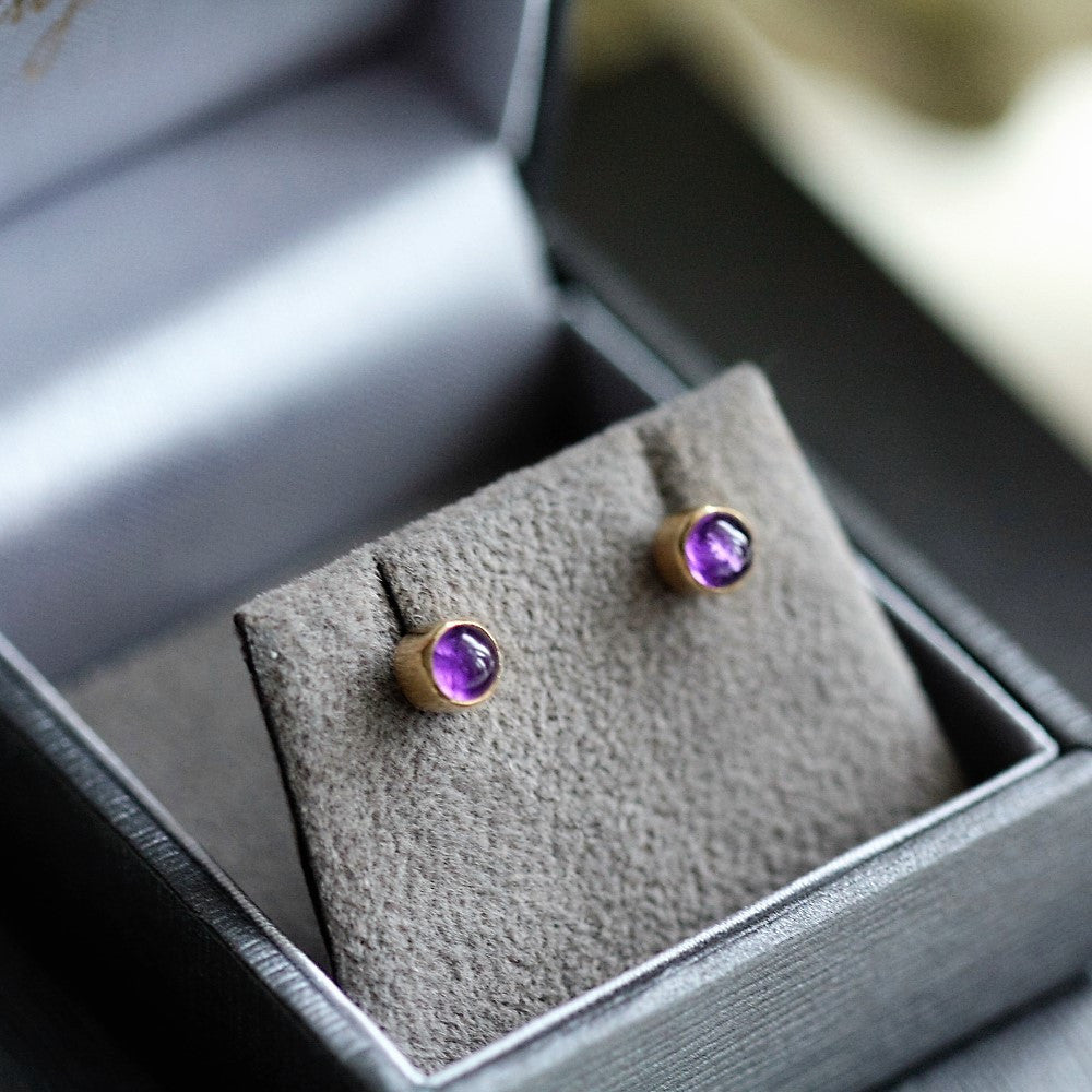 Amethyst dainty gold stud earrings