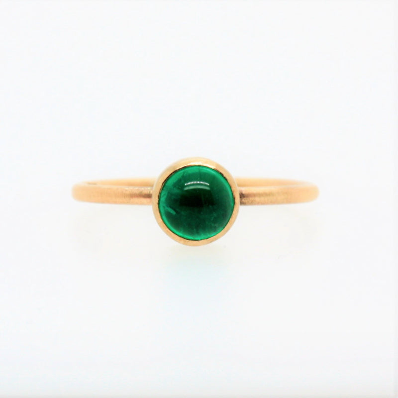 Emerald Wild Flower Gold Ring - 6mm