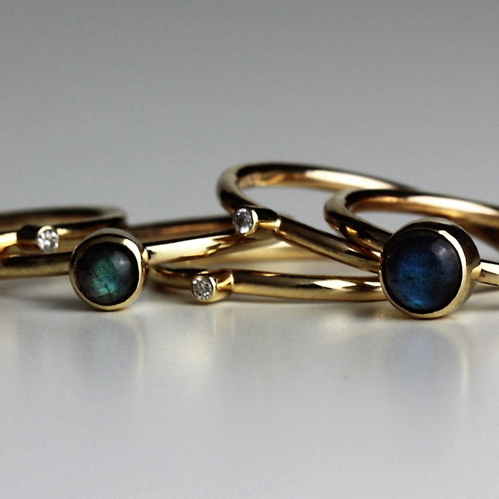 solid gold labradorite galaxy stacking rings