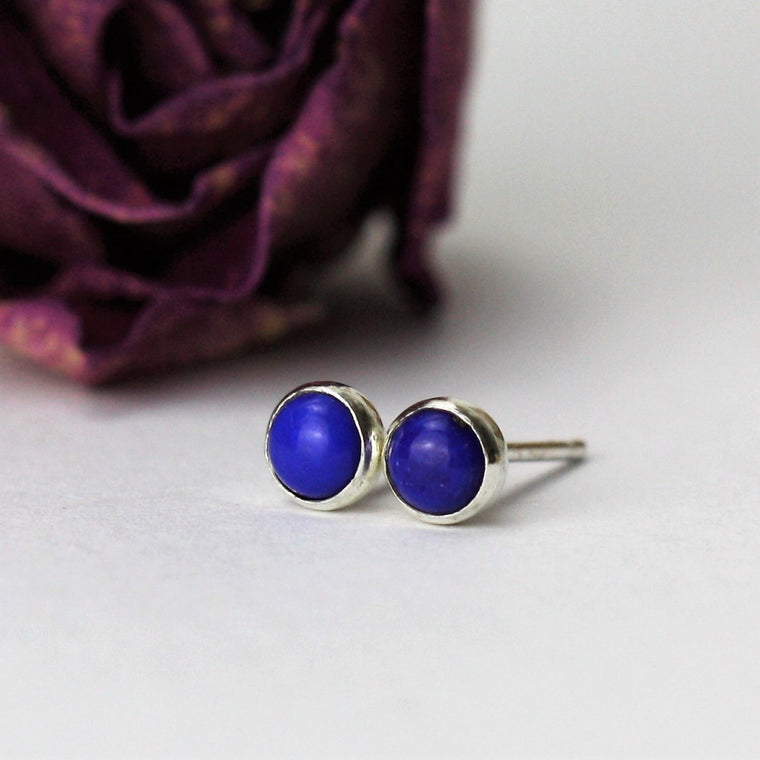 Lapis Lazuli handmade gypsy silver studs