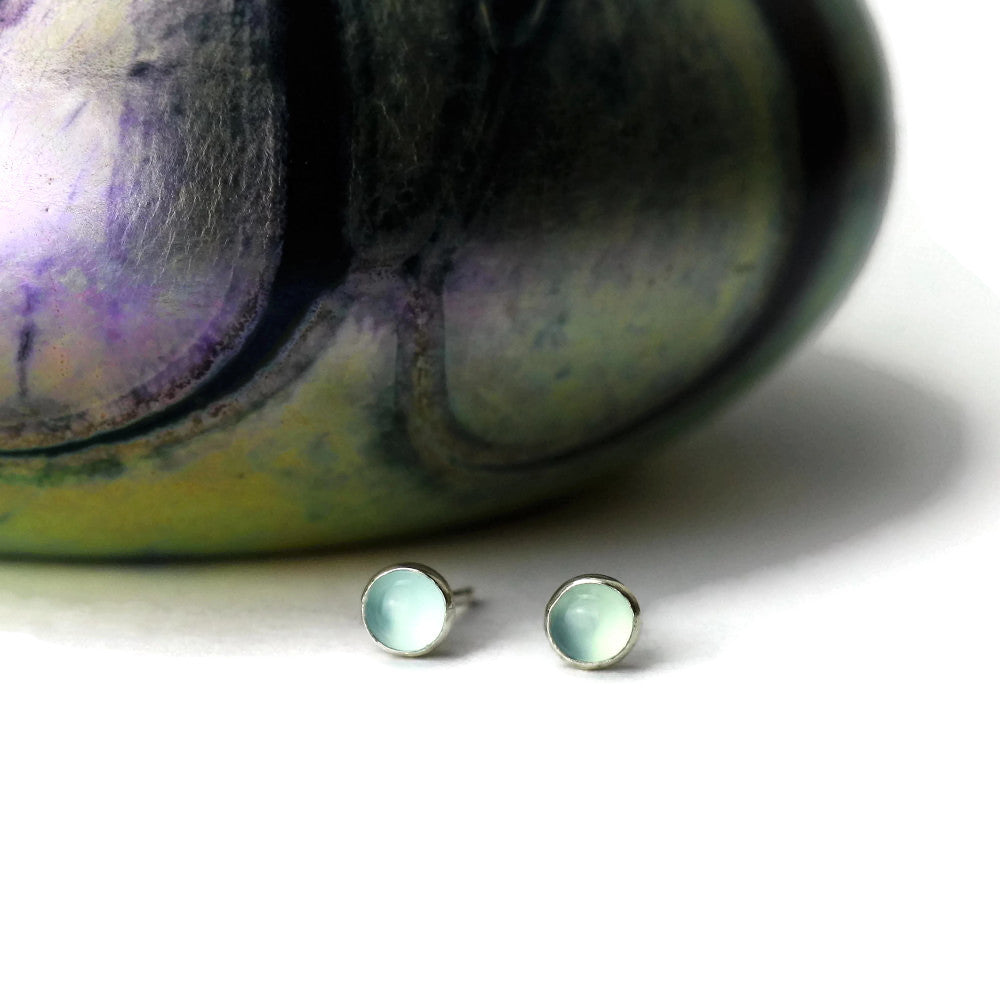 Aquamarine March birthstone studs