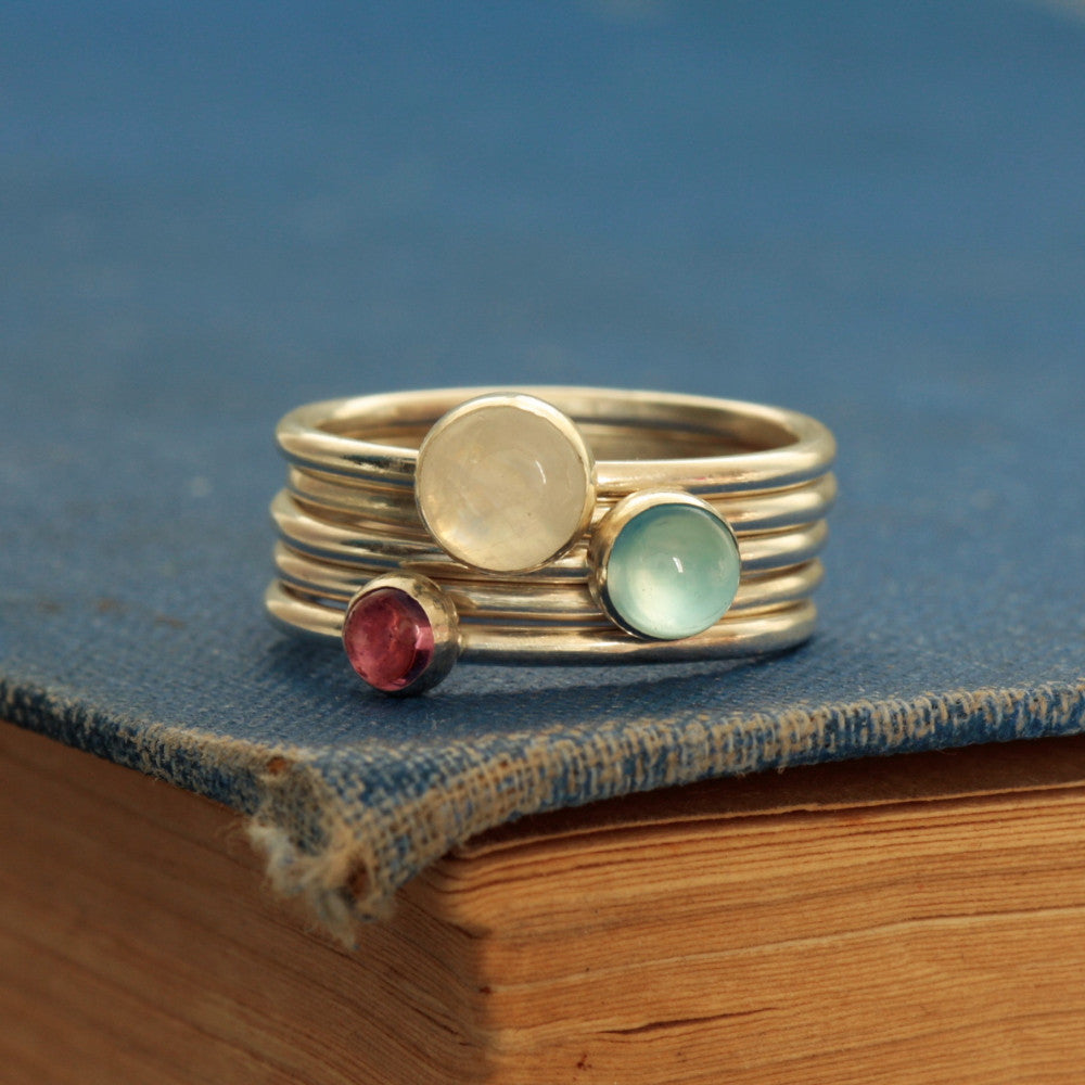 Handmade Gemstone Gypsy Silver Stacking Ring 