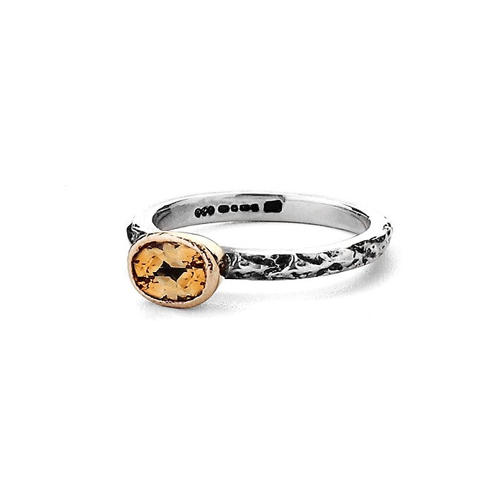 Oval Citrine Textured Treasure Ring