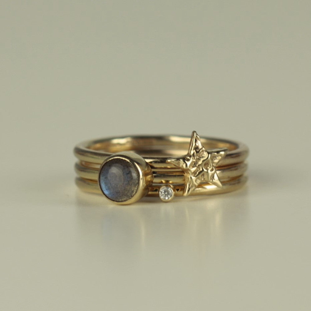 Gold Star Universe Midi Rings - Star - Diamond - Gemstone - Loved-Always