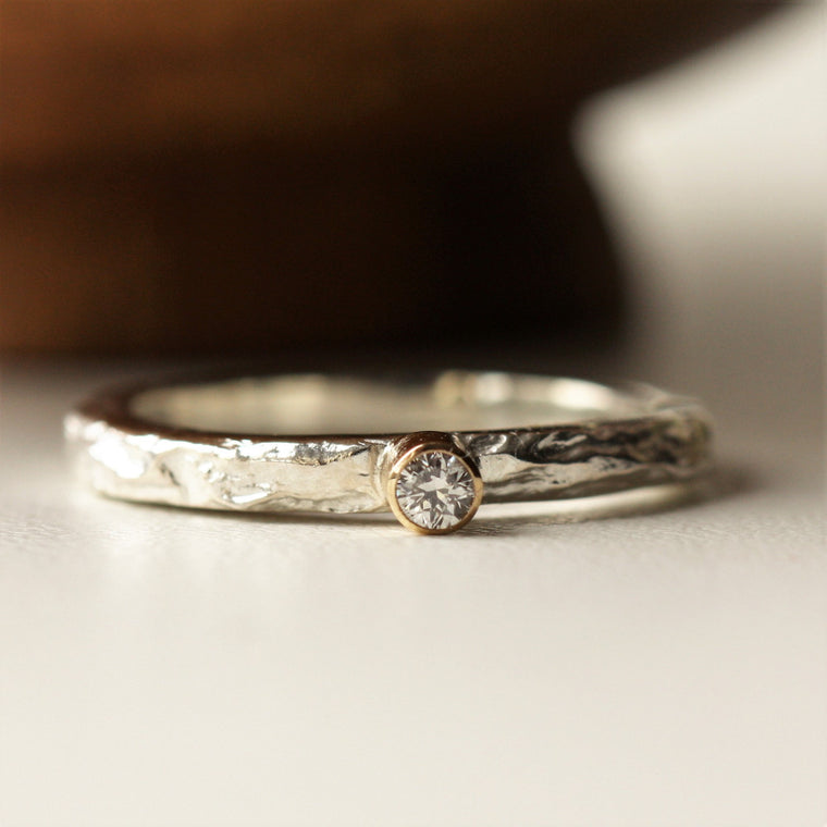 Silver & Gold handmade designer Treasure Island textured ring band