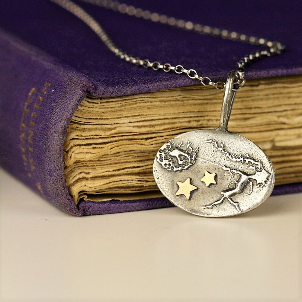 Whimsical handmade dancing with dandelions fairy necklace