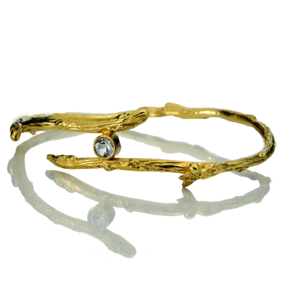Gold Topaz Twig Bangle