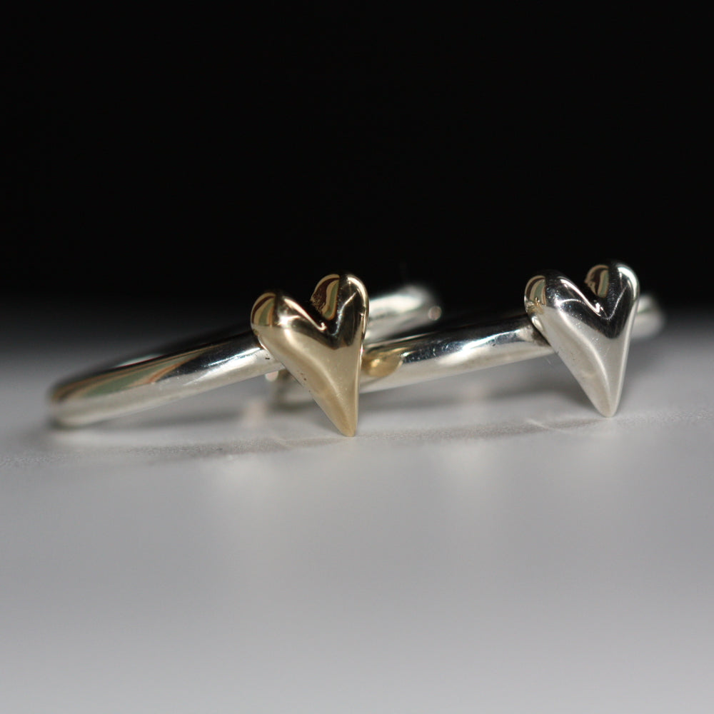 Gold Heart Silver Halo Ring