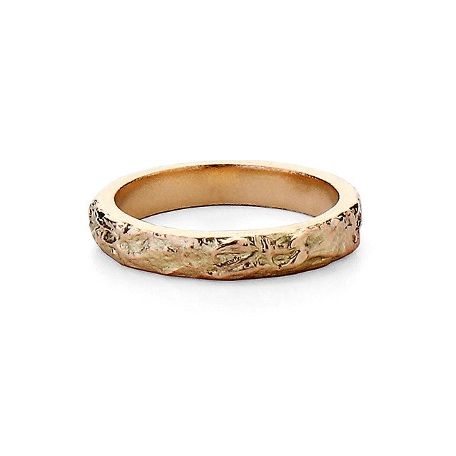 unusual textured handmade gold wedding band