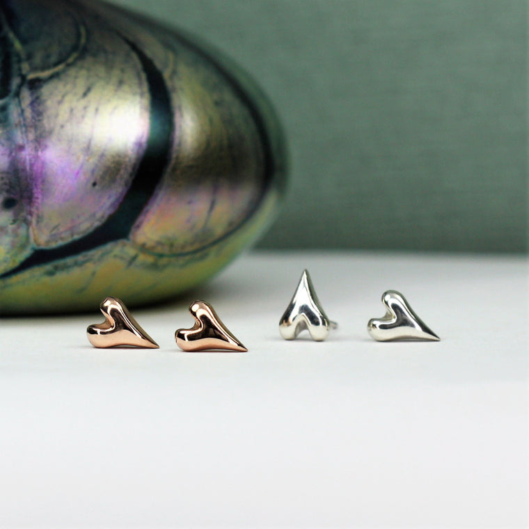 wild heart gold and silver handmade studs