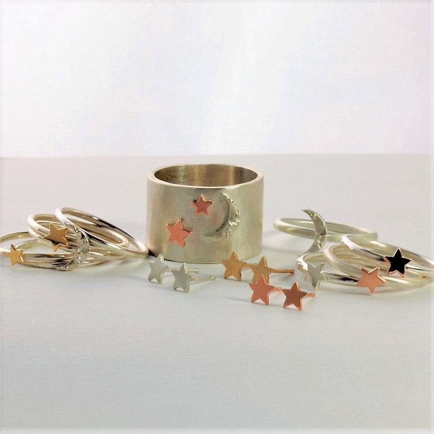 Luna handmade sterling silver moon and star jewellery