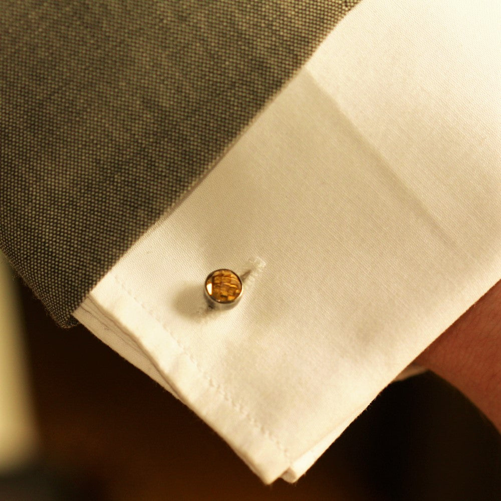 Citrine gemstone rustic designer bee cuff links