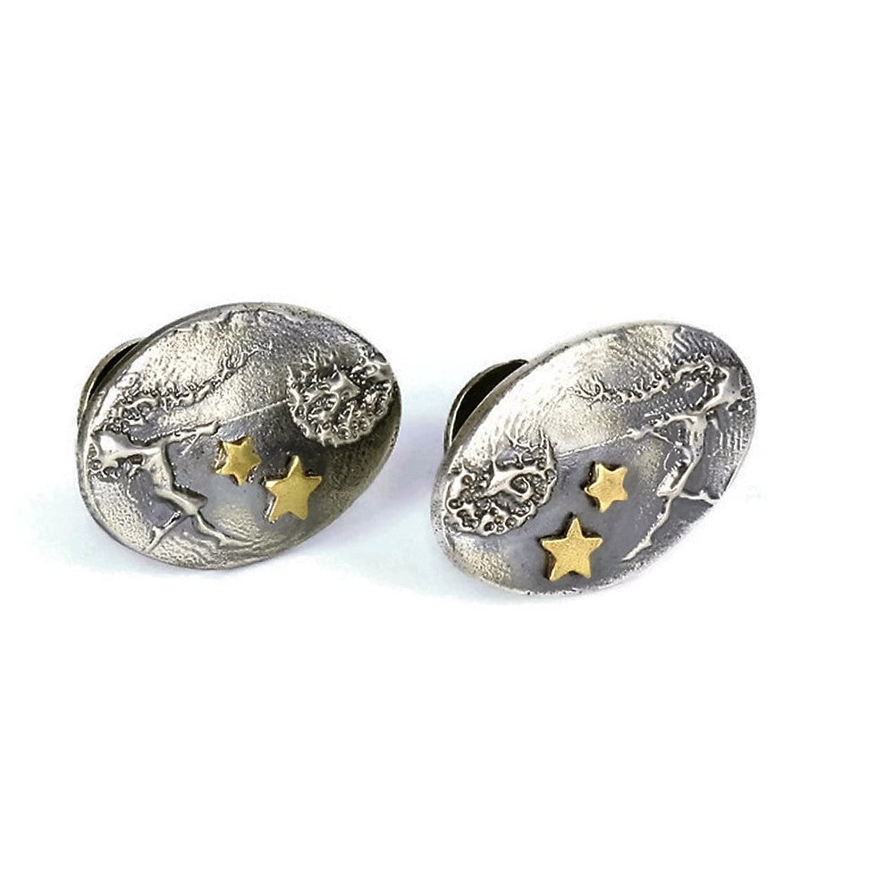 Dancing with Dandelions fairy cuff links with added 9ct gold stars