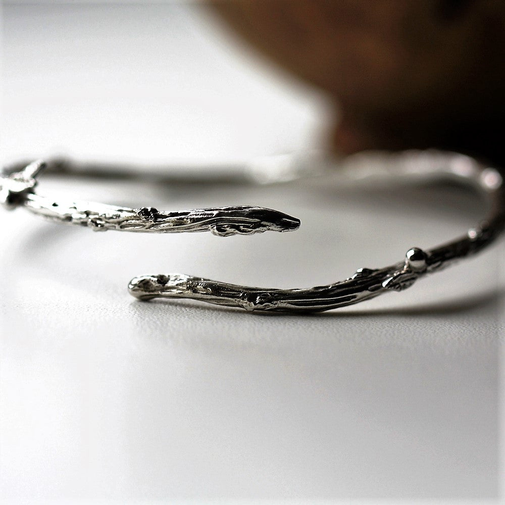 Sterling Silver Twig Branch Handmade Designer Bangle