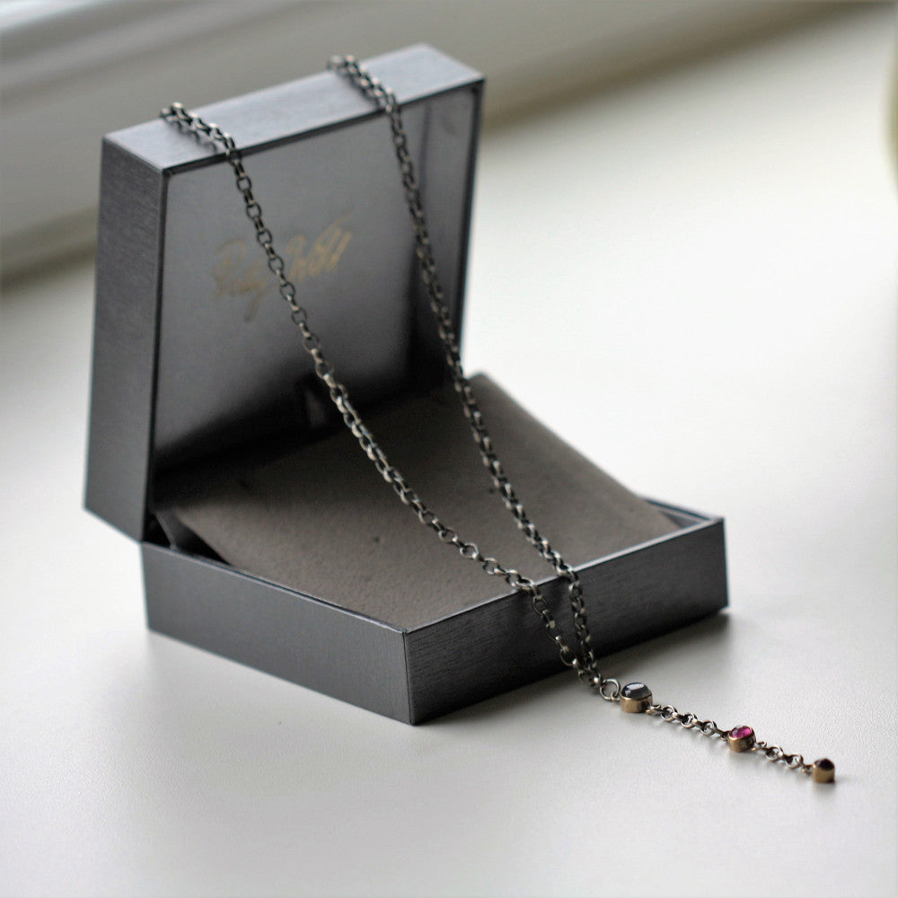 Y silver and gold gemstone blossom necklace