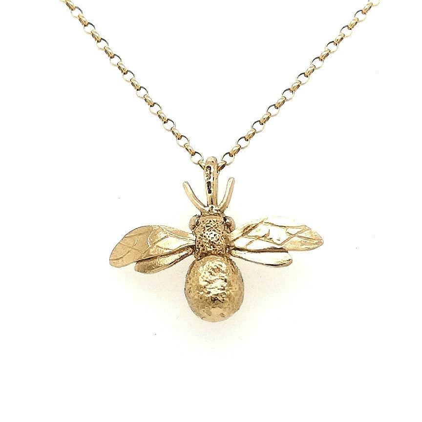 Solid 9ct Gold Large Bumblebee Necklace