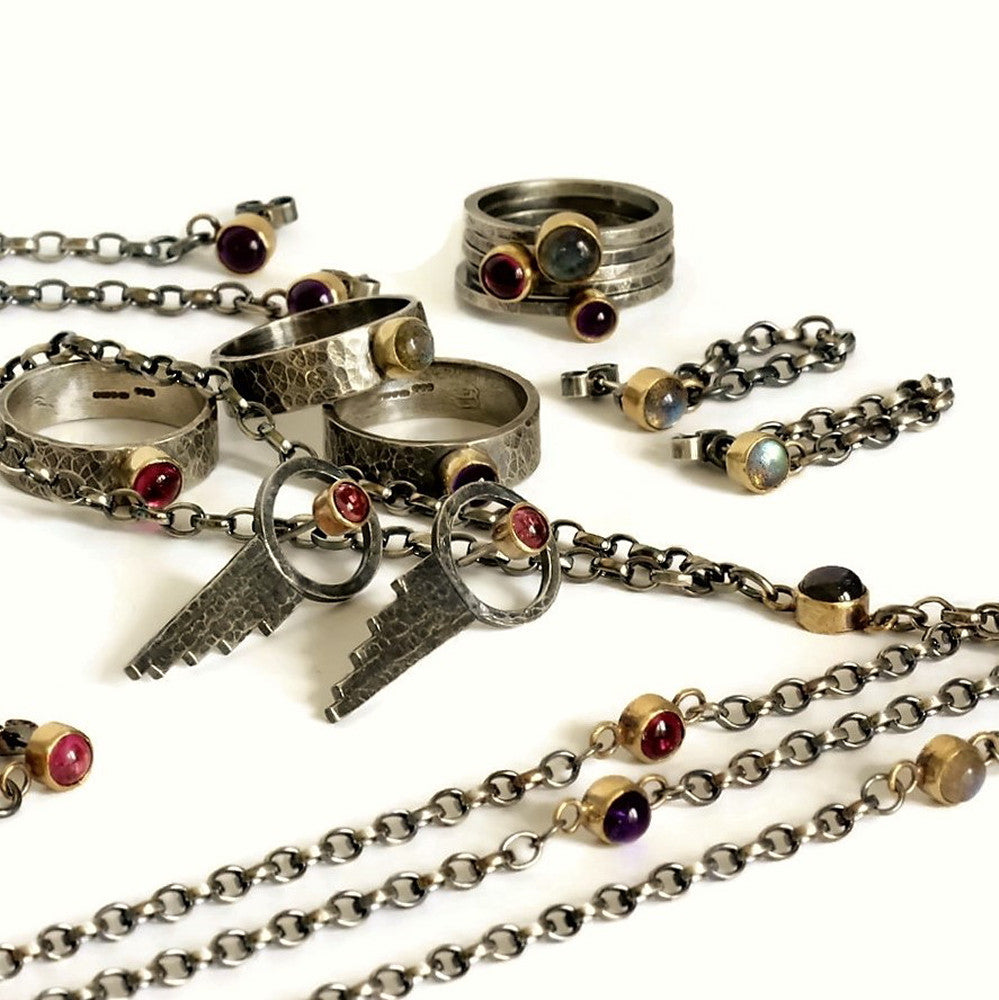 A selection of Blossom silver and gold gemstone jewellery