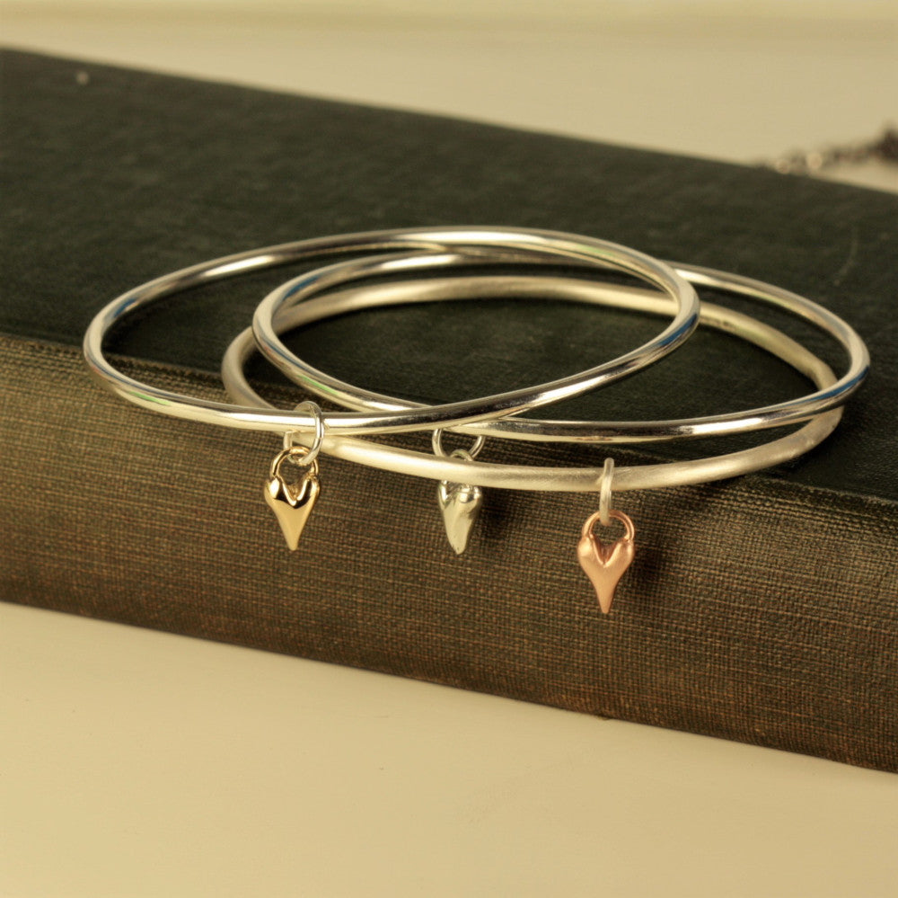 handmade silver and gold wild at heart bangles