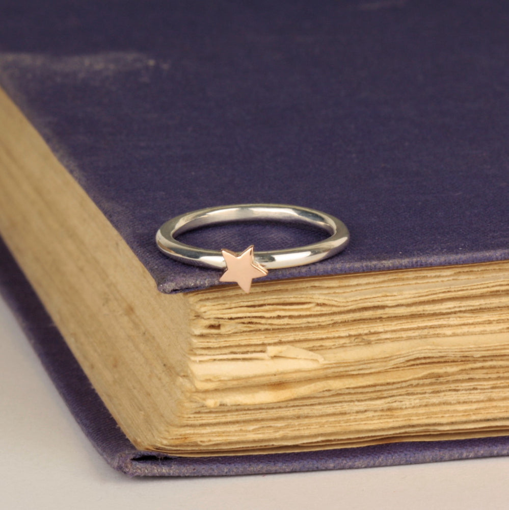 Luna star stacking handmade ring