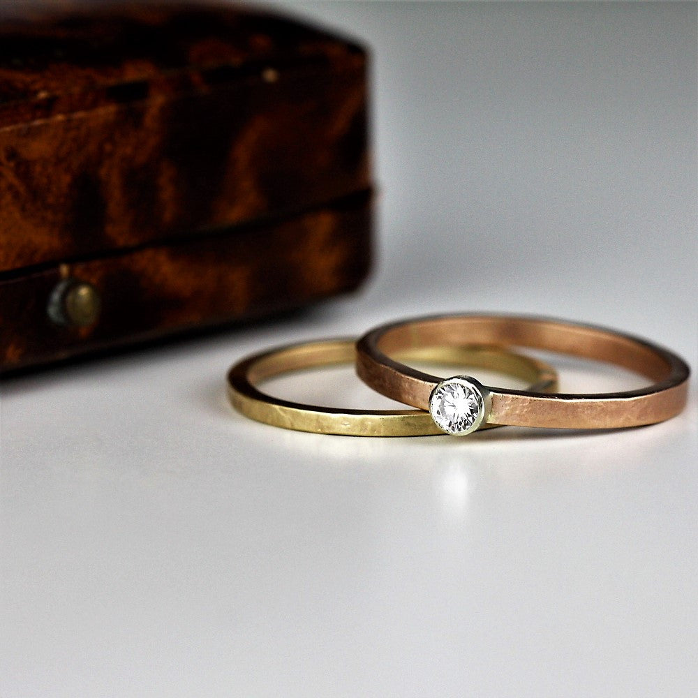 mixed metal of rose gold and white gold diamond ring