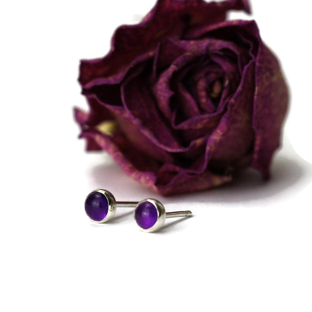Amethyst Gypsy silver stud earrings