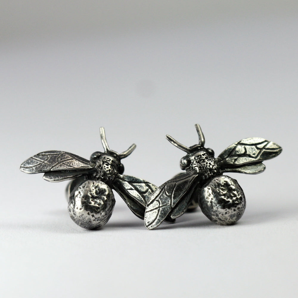 Oxidized Bee and Citrine Gemstone Handmade  Rustic Cuff links