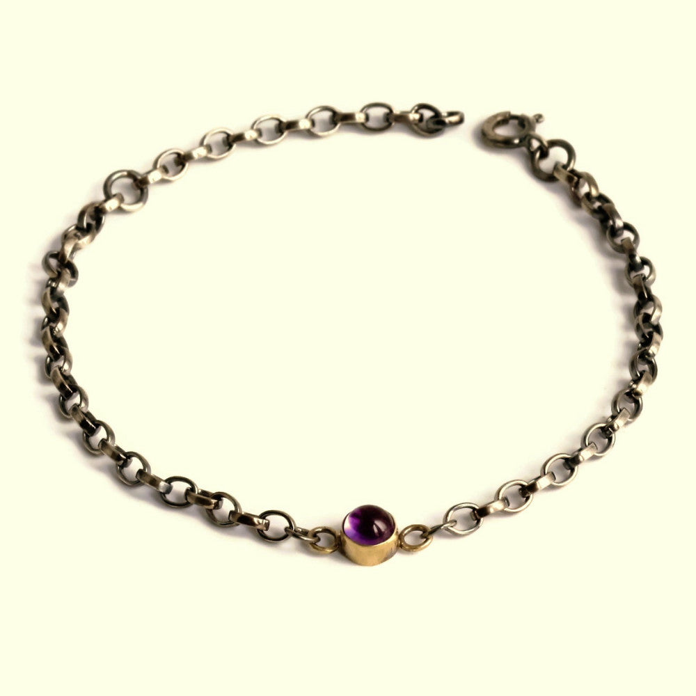 Silver and gold handmade blossom bracelet February birthstone Amethyst 