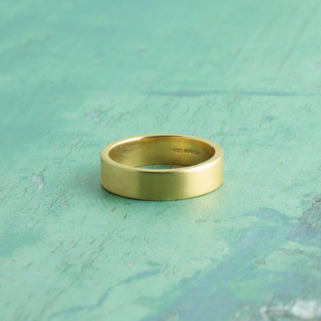 Brushed Rustic 9ct Gold Wedding Ring Band