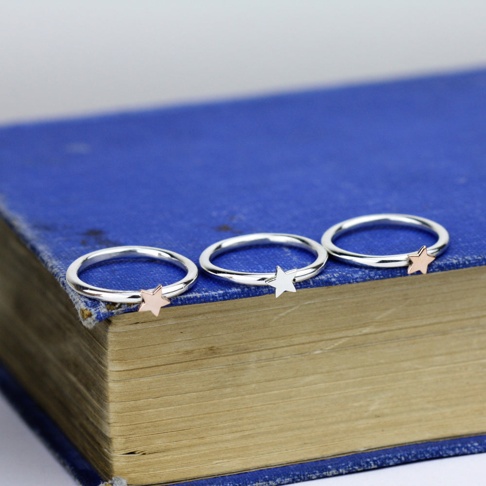 Lunar Silver Star Ring - 2mm