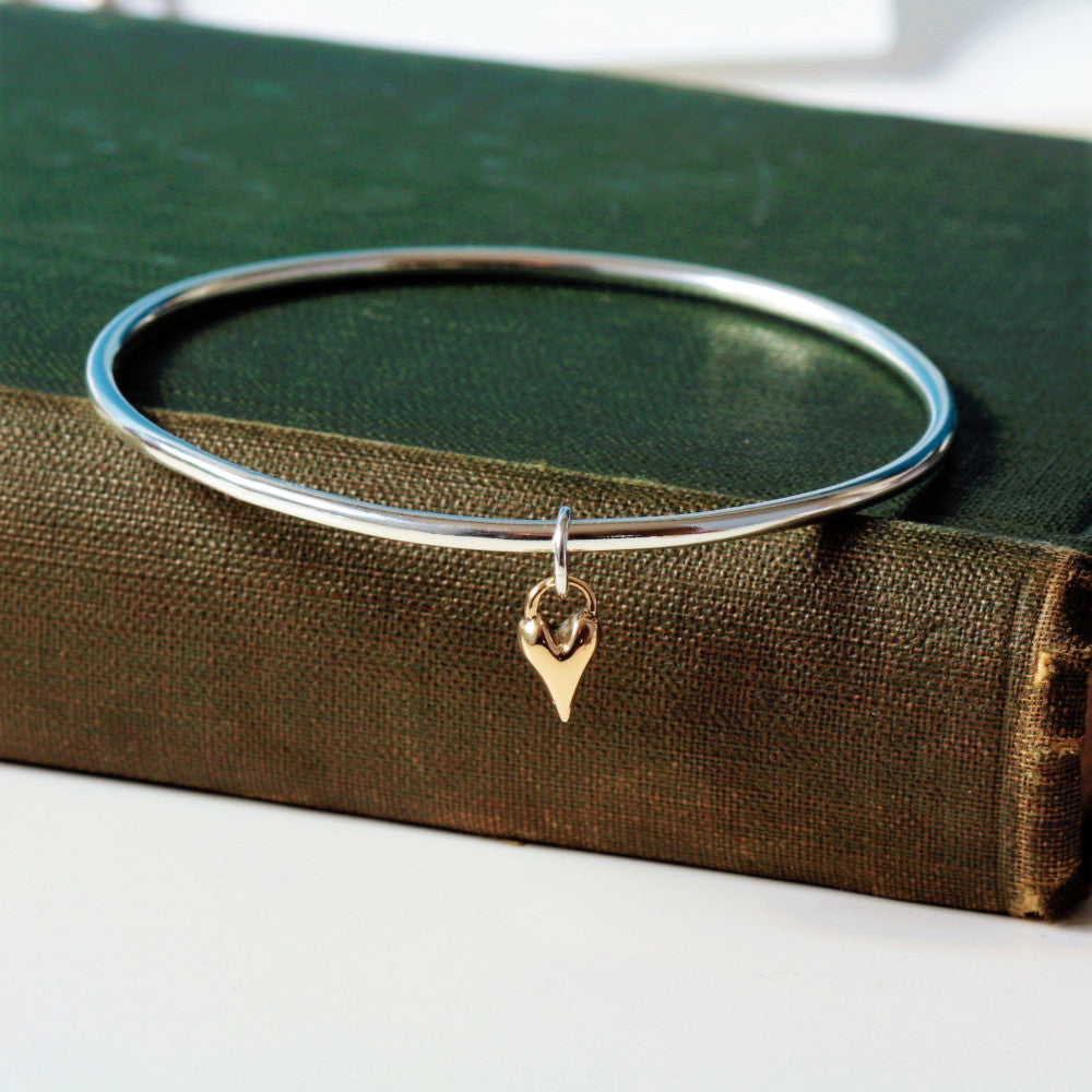 handmade gold heart bangle