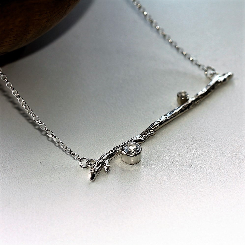 Designer Topaz Twig Branch Necklace