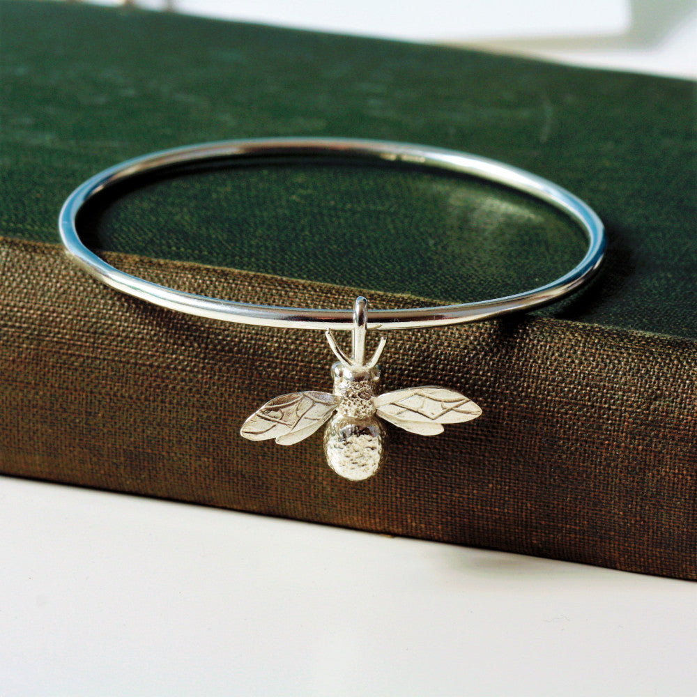 handmade sterling silver bumble bee bangle