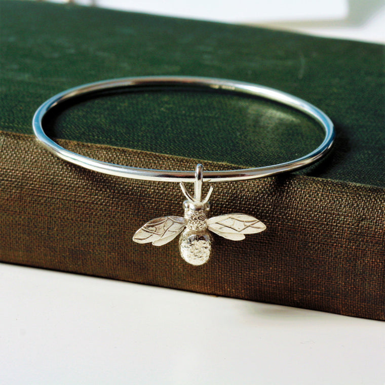 handmade sterling silver bumble bee bangle