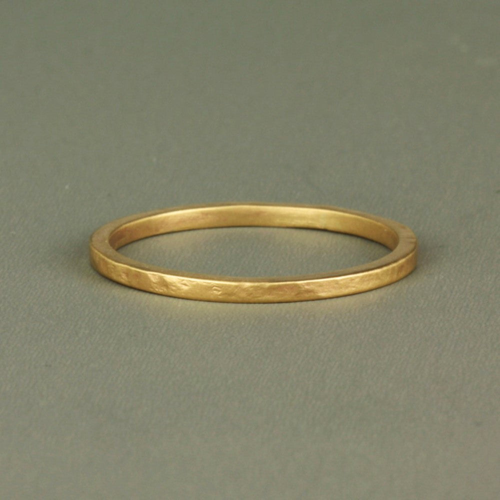 Skinny organic 9ct gold textured ring band