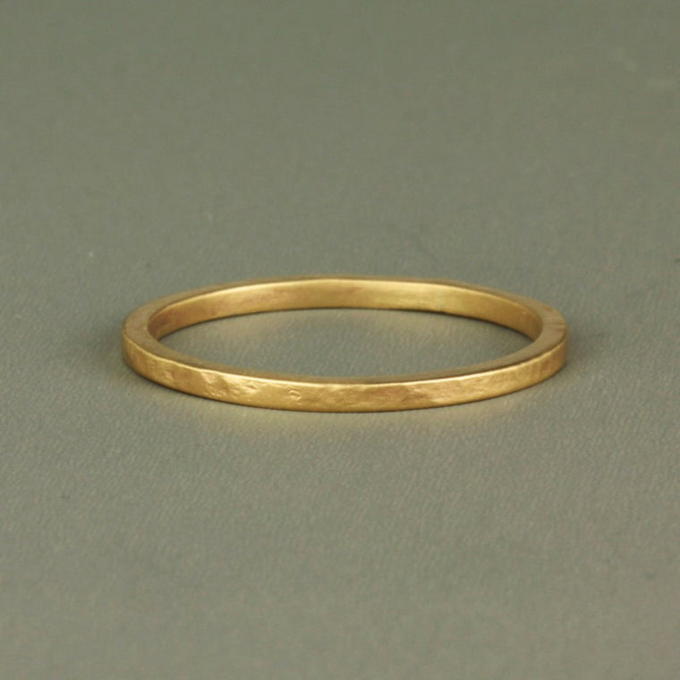 Skinny organic 9ct gold textured ring band
