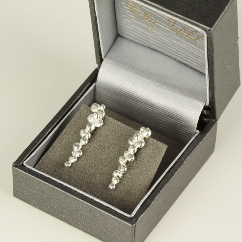 dainty silver beach pebble earrings