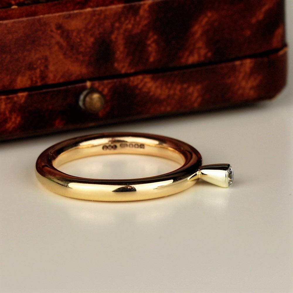 handmade solid gold diamond engagement ring